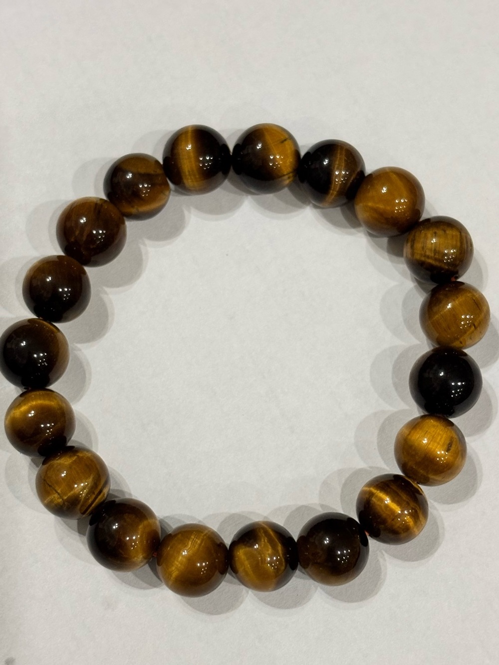 Tiger Eye 10mm Beaded Stretch Bracelet - Brown